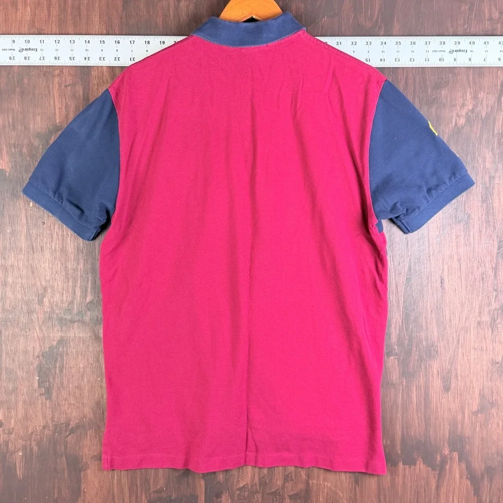 Polo Ralph Lauren Colorblock RLPC Crest Polo Shirt 3 Patch Mens Large Red‎ Navy